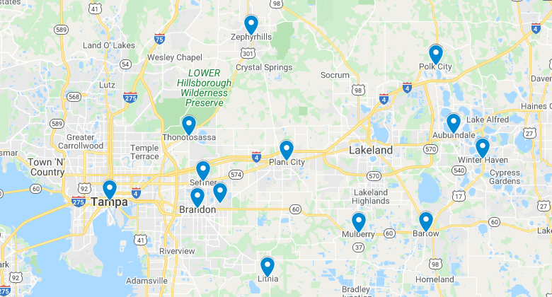 Pressure Washing Lakeland FL Footer Map